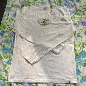 FLAWLESS PRINTED WHITE LONG SLEEVE DIAMOND SHIRT! Size L!